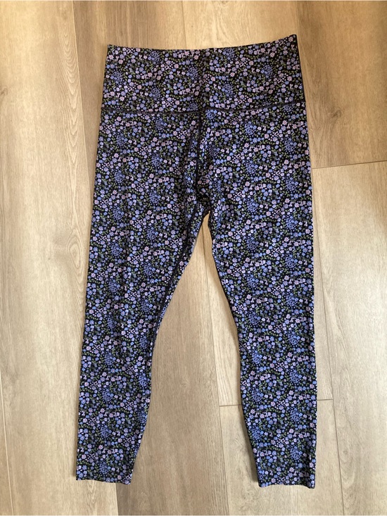 knix Pants - Knix. Garden Daze Black Floral Leggings with Purple and Lavender Print